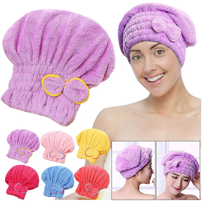 Bonnet de séchage de cheveux en microfibre pour filles et femmes, Turban absorbant à séchage rapide pour sécher les cheveux bouclés, bonnet de douche avec serviettes enveloppantes