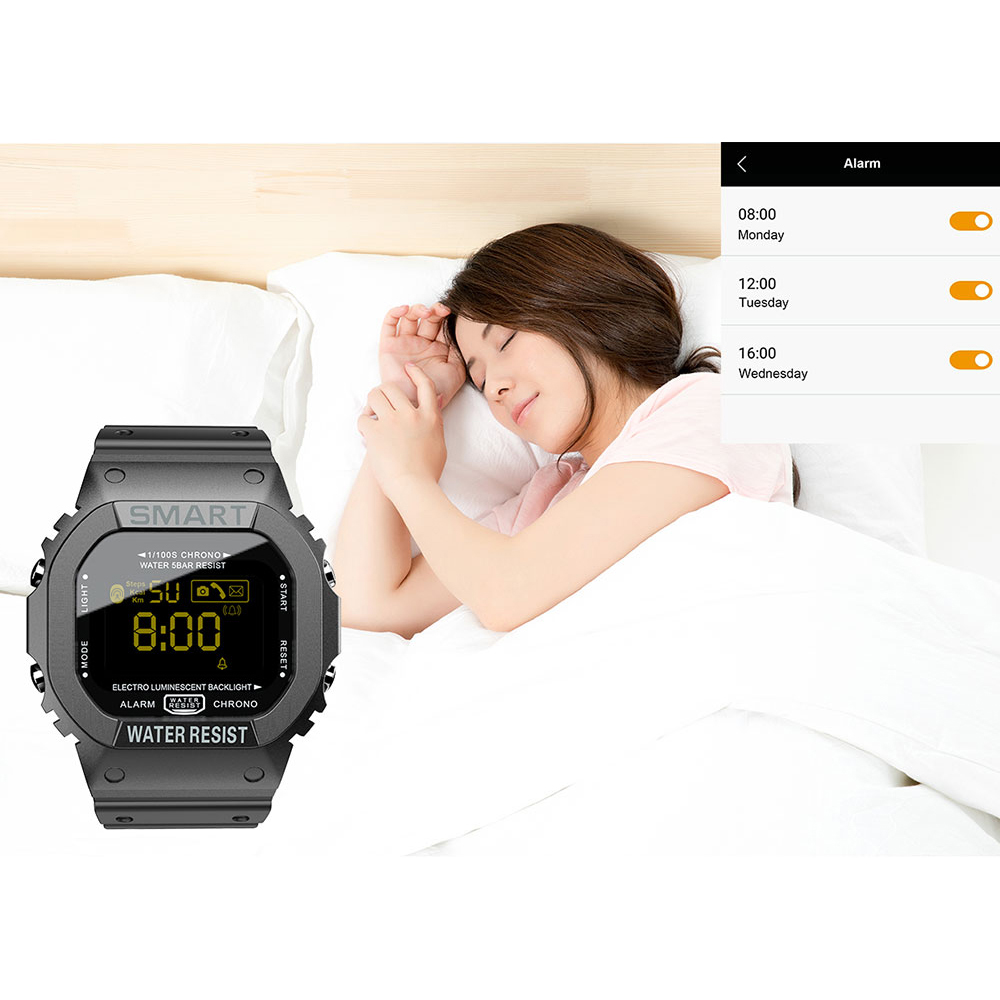 Lokmat  mk22 smart klocka män sport fitness stegräknare vattenmotstånd ring påminnelseklocka digital smartklocka för ios android