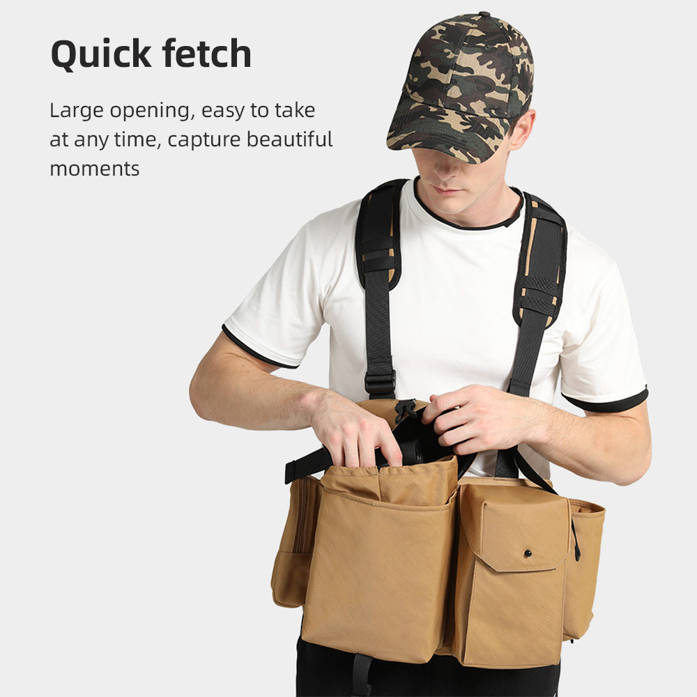 Kamerasele brystpakke kameravest kamerataske kamerabæltetaske vandtæt til dslr kamerahus objektiv smartphone vandflaske