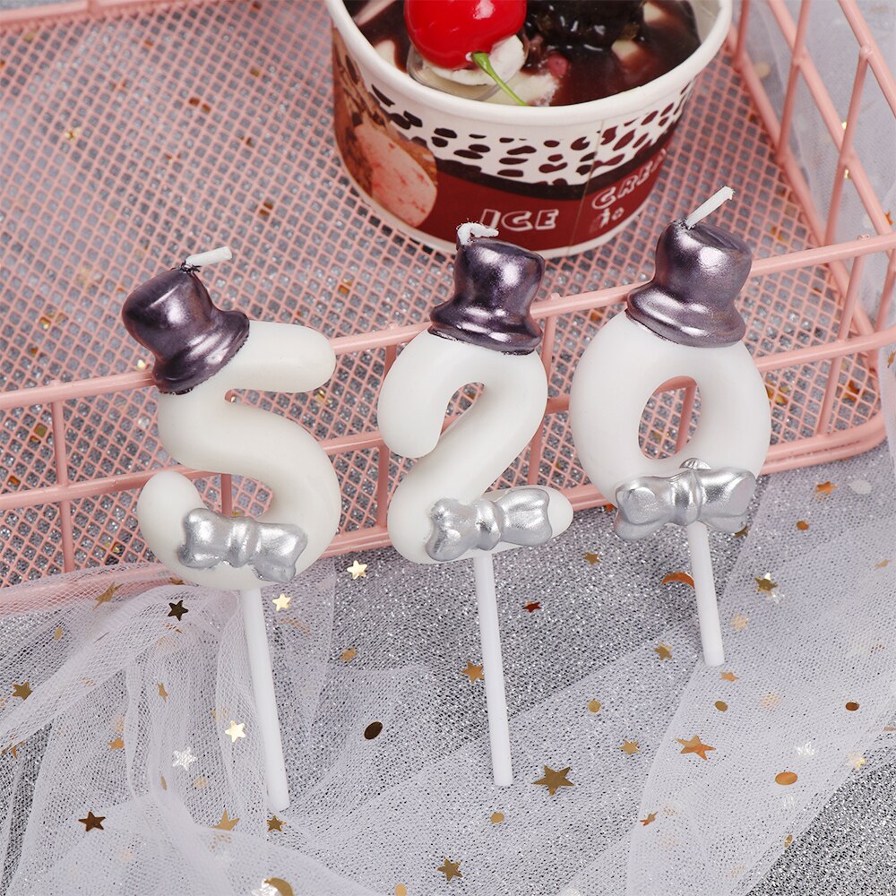 Bougie gâteau numéro chapeau à nœud papillon 1 pièce | Garniture numérique pour âge, fournitures de fête d'anniversaire pour garçons et filles, accessoires de décoration pour la maison