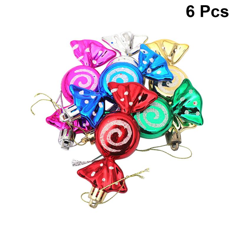 6Pcs Kleurrijke Kerst Decoratie Snoep Rekwisieten Opknoping Hanger Ornament Kerst Snoep Opknoping Benodigdheden Voor Kerstboom