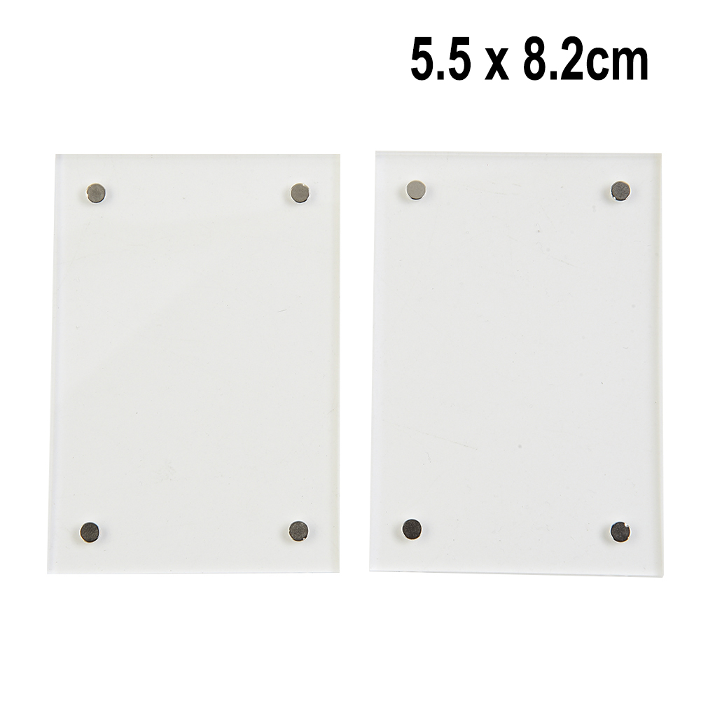 Cadre Photo magnétique Transparent en acrylique, porte-carte Photo autoportant, présentoir de bureau magnétique: WHITE