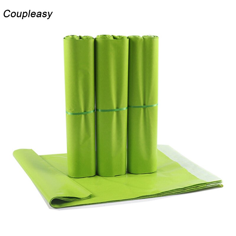 Sobres de correo verde impermeables, bolsas de plástico gruesas para correo de 7 tamaños, 10 unids/lote