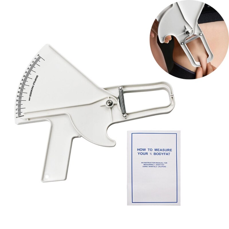 Skinfold Body Fat Caliper Handheld BMI Measurement Tool Skinfold Caliper Device: white