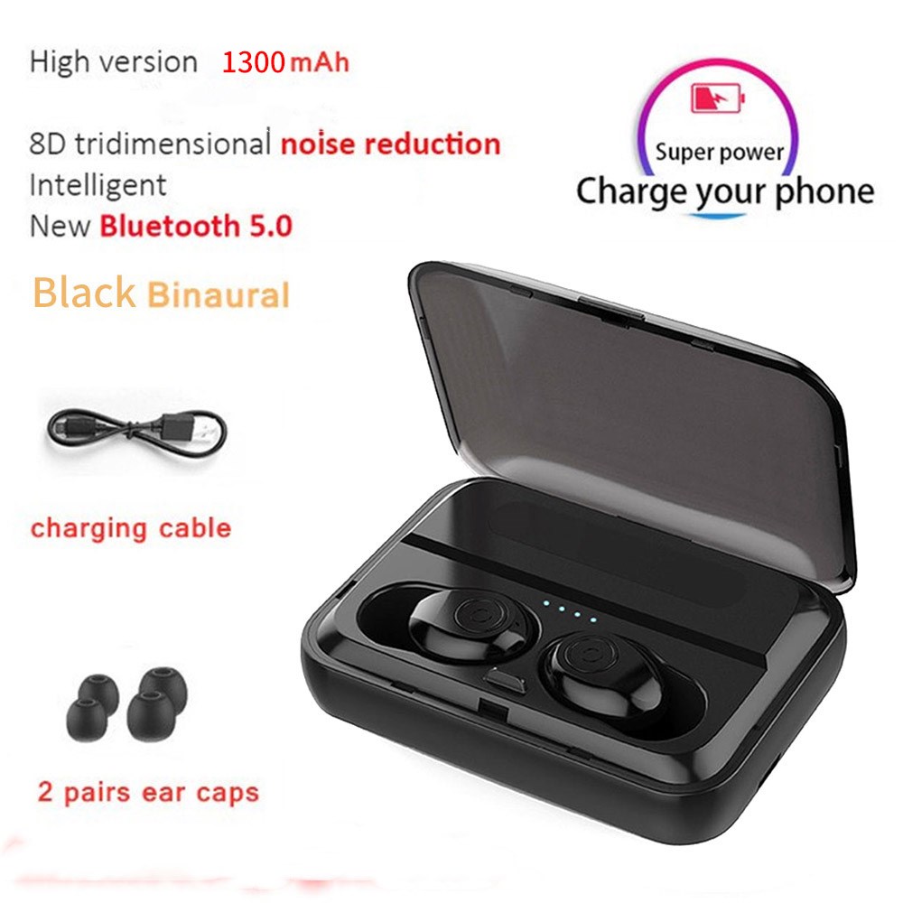 F9-Series ecouteurs 3500mAh batterie externe Bluetooth 5.0 sans fil TWS Sport casque musique écouteurs pour iPhone iPad Xiaomi HUAWEI honneur: F9-3 Black Binaural