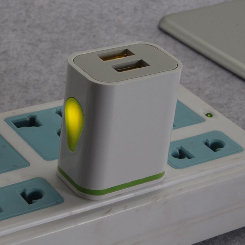 1PC 2USB Mobile Phone Charger Water LED Light Smart Phone Travel Charger EU/US Multifunctional Portable Charging Head