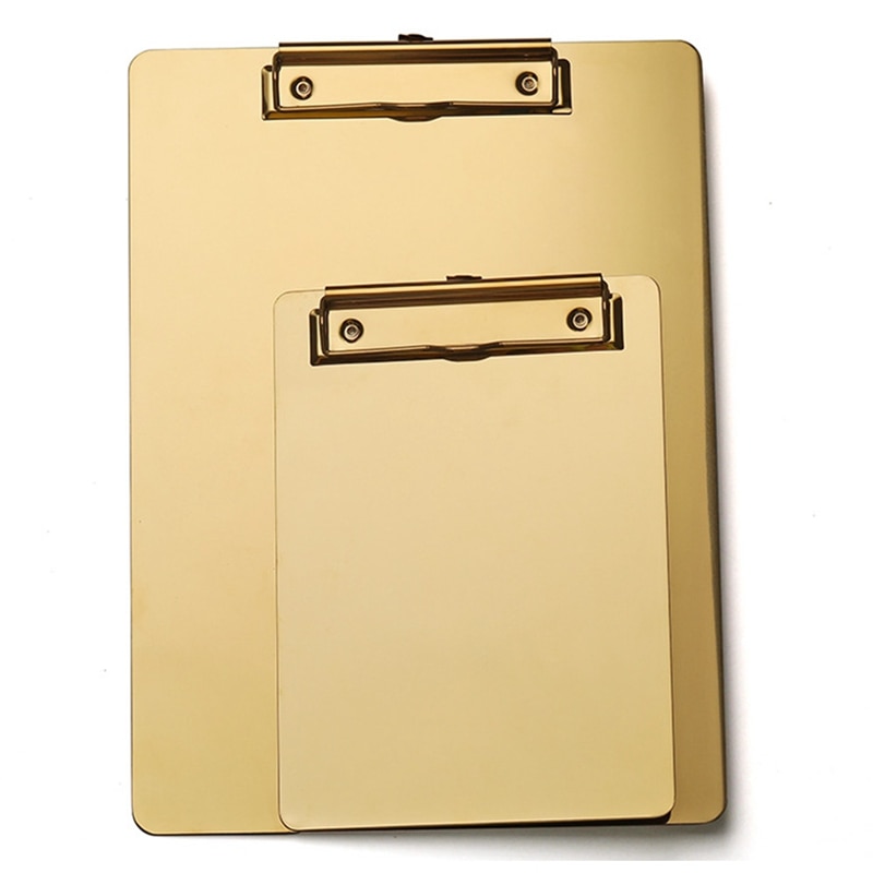 1PC Gold Metal A5 B5 A4 Writing Sheet Pad Clipboard Menu Data File Storage Folder for Office File Memo Writing Pad