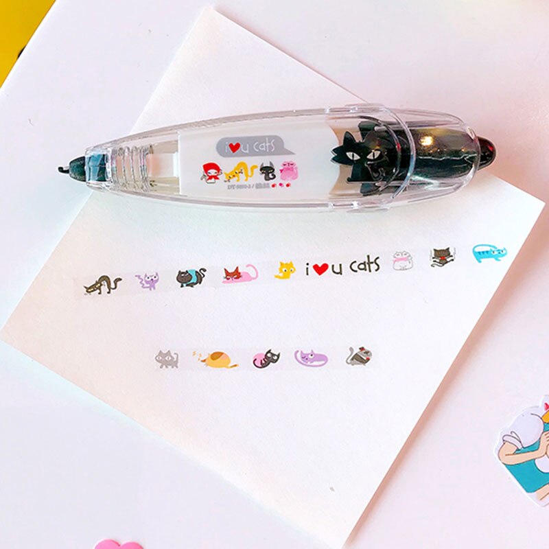 Cinta de corrección de dibujos animados, cinta adhesiva decorativa de plástico con dibujos de animales bonitos, suministros de oficina, tipo Kawaii, 1 ud.: style 4