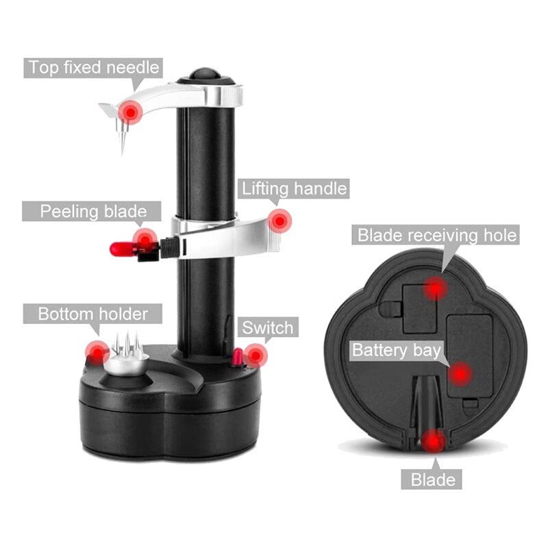 Elektrische Dunschiller Automatische Roterende Apple Dunschiller Automatische Fruit Groenten Cutter Keuken Peeling Tool, Uk Plug