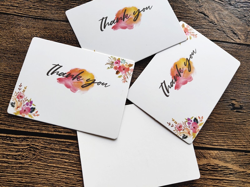 50pcs/lot product Rectangle FLOWER card "Thank you " Small message card Writable card 6x8cm decoration card