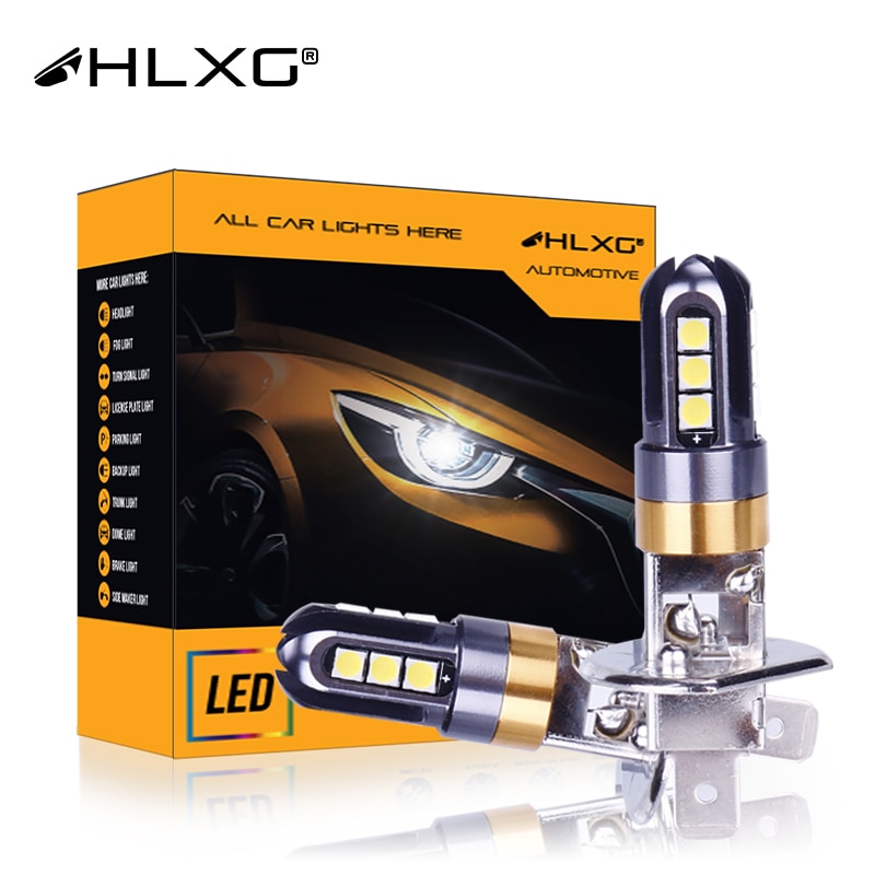 H1 Led Led Mistlamp 3030 Chips 12 Smd 3D Auto Front Mistlampen 360 Graden Wit High Power Koplamp Lamp lamp Lens Dc 12V Hlxg
