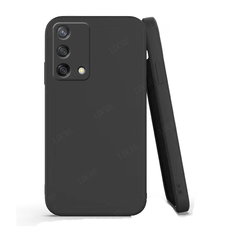 Para capa oppo reno 6 lite caso para reno 6 lite capas de silicone líquido luxo à prova de choque completa capa macia para reno 6 lite fundas: Preto