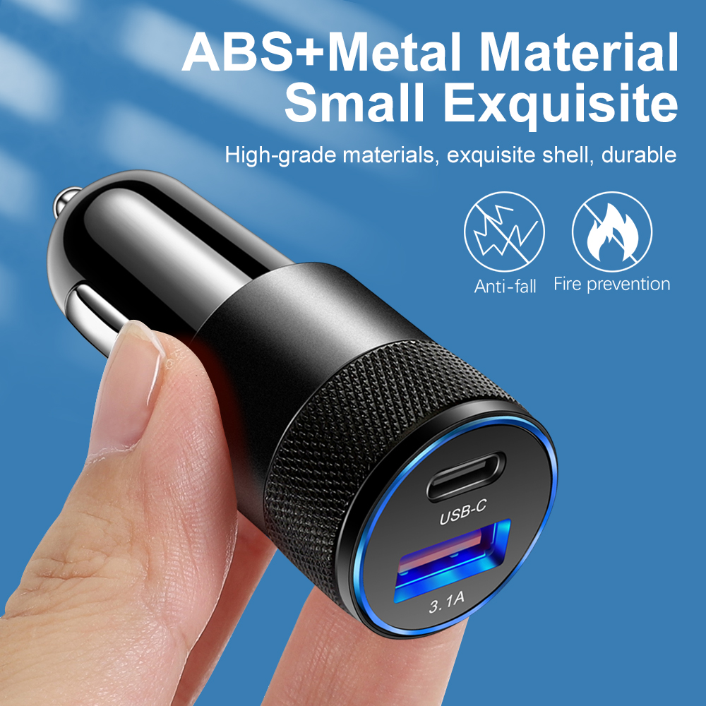 Caricabatteria da auto USB da 66 W ricarica rapida 3.0 tipo C adattatore per telefono a ricarica rapida per iPhone 13 12 11 Pro Max Redmi Huawei Samsung S21 S22