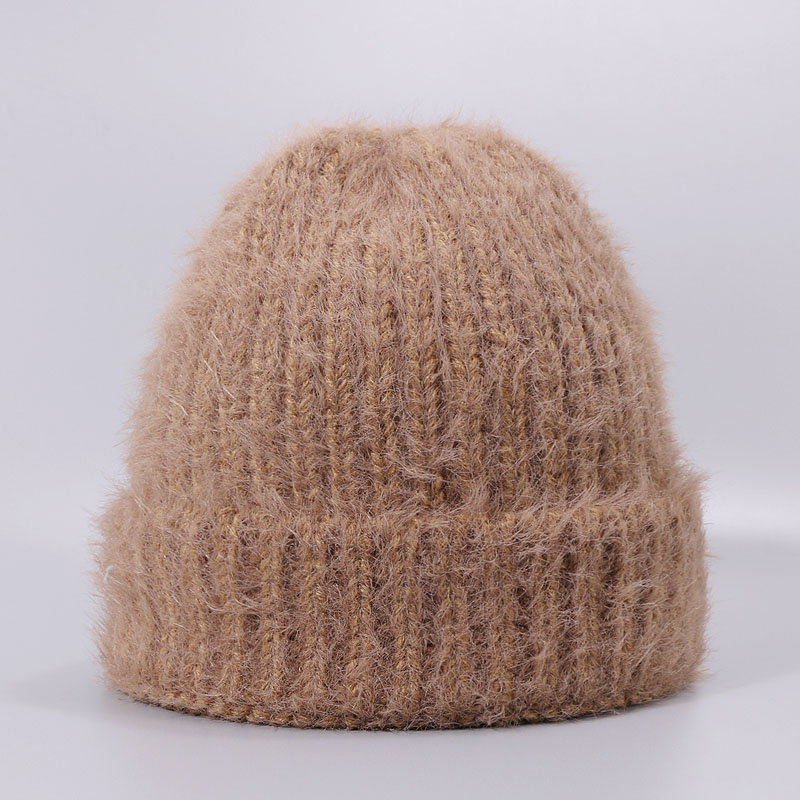 Konijnenbont Muts - Winter Warme Gebreide Dikke Muts voor Dames Heren - Casual Effen Stijl - 55-60cm Hoofdomtrek: D