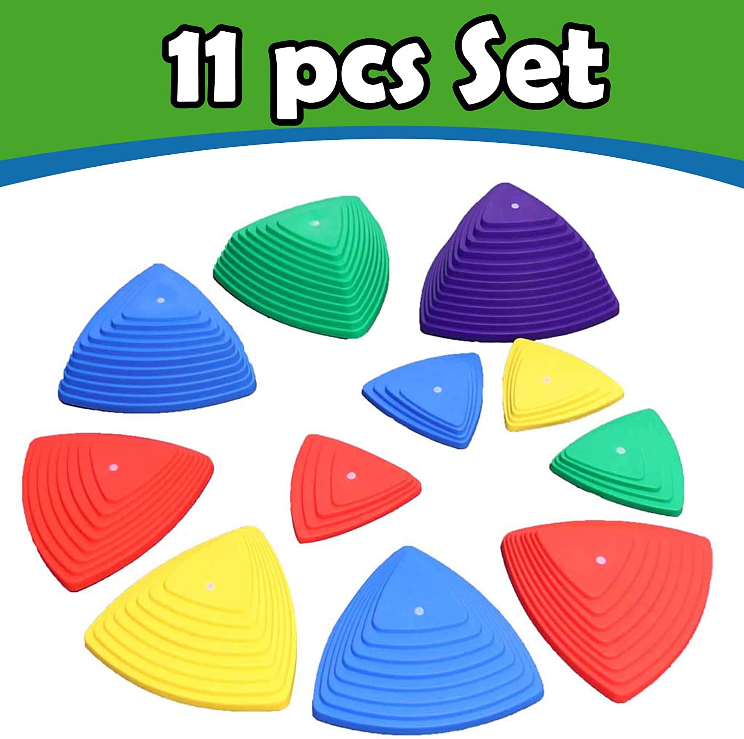 Balance Stepping Stones 11 Pieces Rainbow Crossing River Stone Massage Sensory Balance Training Outdoor Games Easy to Store