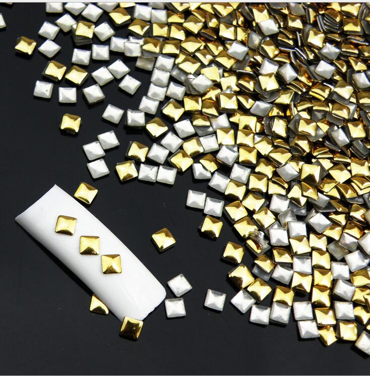 100 stk/pak vierkante metalen klinknagels goud/zilver optioneel nail art tool nail decoratie