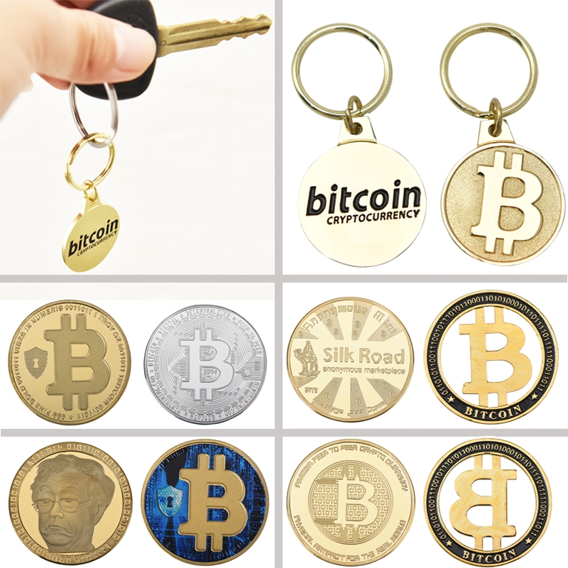 Bitcoin portachiavi morso moneta briscola increspatura Ethereum monete remy placcato in oro sfida portachiavi con monete di crittografia per lui