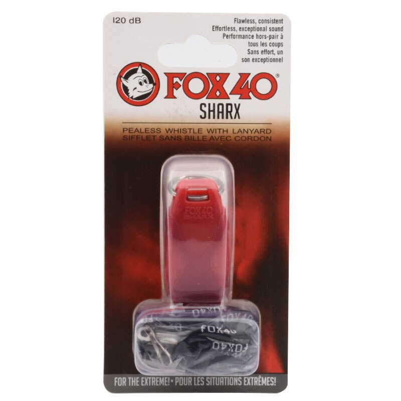 Colorato Fox 40 SHARX Fischietti Con La Cordicella In Nero Imballaggio Della Bolla: red