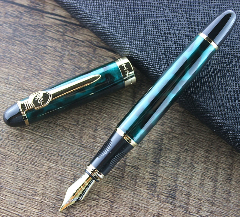 Äkta jinhao 450 a reservoarpenna fullmetall jinhao  x450 guldpenna gyllene klämma 0.5mm medelstora kontorsmaterial
