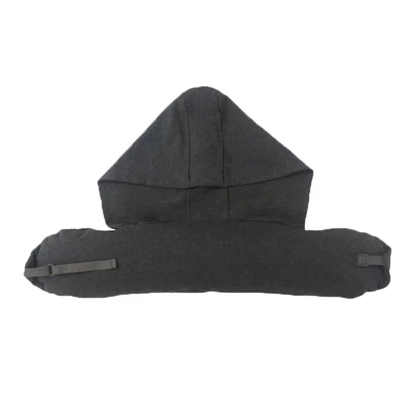 U-shaped Pillow Neck Pillow with Cap Blackout Plane Travel Lunch Break NAP Pillow Travel Mask Hooded Cervical Pillow AT127: dark gray