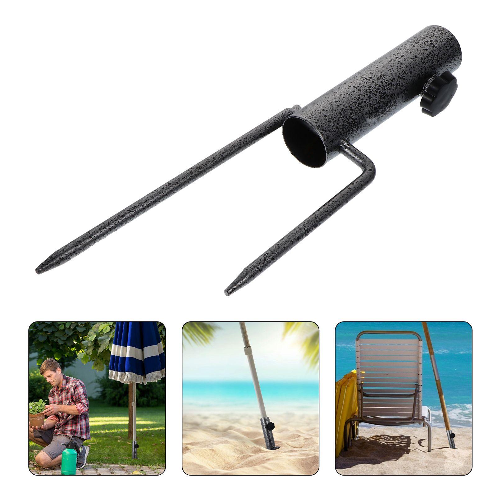 Iron Plastic Beach Umbrella Anchor Heavy Duty Sand Grabber Outdoor Patios Resorts Vacation Homes Bases Stands Ground Plug