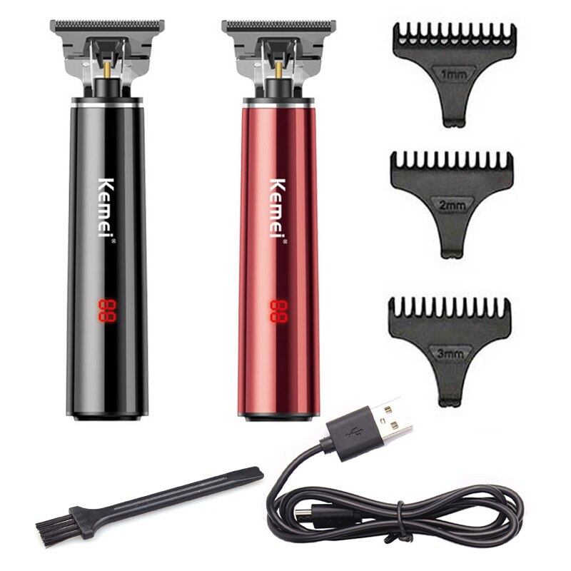 Original LCD display powerful kemei hair trimmer men electric beard trimmer rechargeable hair clipper for finishing outlining