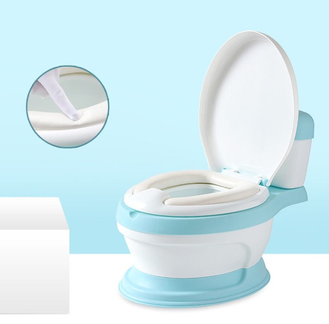 Factory Simulation Mini Toilet Infant Pony Potty Seat Portable Toilet Training Urinal for free potty brush+cleaning bag: blue