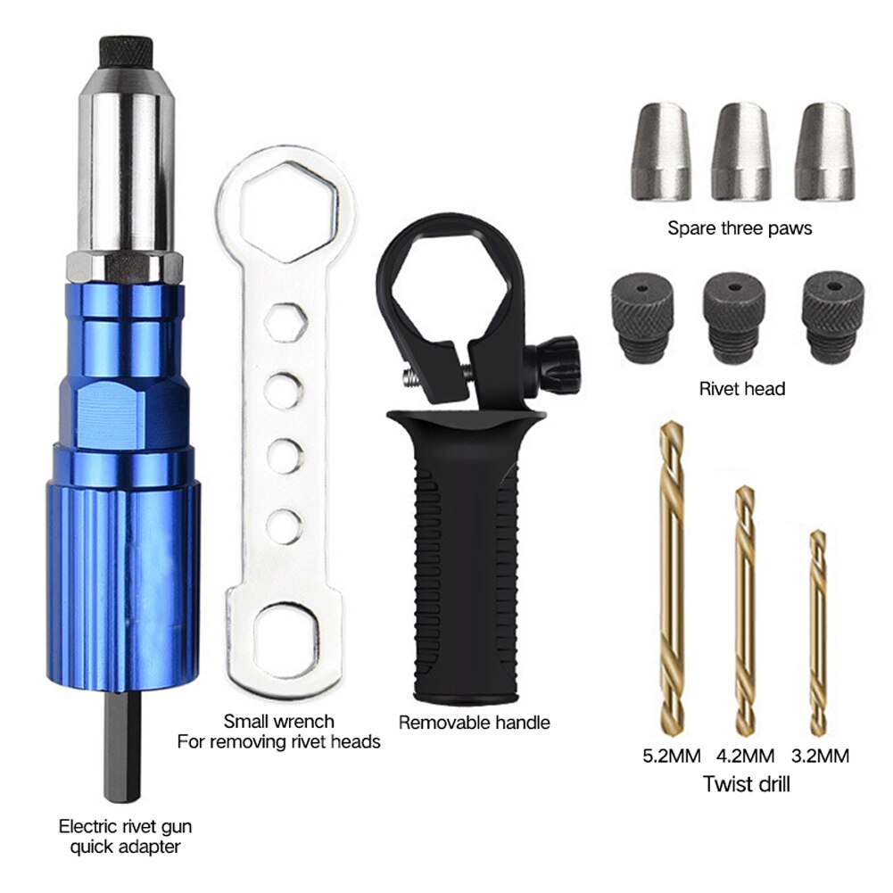 Electric Rivet Tool 2.4mm-4.8mm Rivet Nut Tool Bit Cordless Riveting Conversion Connector Adapter Insert Nut Pull Rivet Tool: Set 3