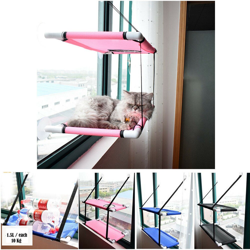 Chat hamac lit fenêtre pour animaux de compagnie perche siège monté étagère lit suspendu avec ventouses chats Kitty canapé se prélasser lit chats fenêtre balançoire