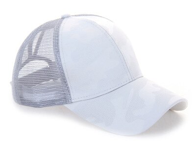 Mærke stil kvinder hestehale kasket rodet boller hestehue solid afslappet justerbar mesh baseball hat: Grå