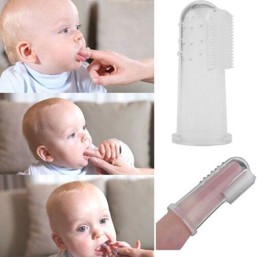 Baby Baby Zachte Siliconen Vinger Tandenborstel Tanden Rubber Massage Borstel met Doos