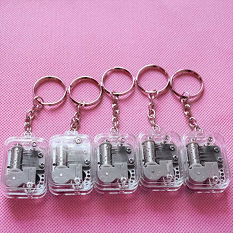 1PC Mini Music Box KeyChain Multi-function Square Collectible Acrylic Music Box Crafts Movement Birthday