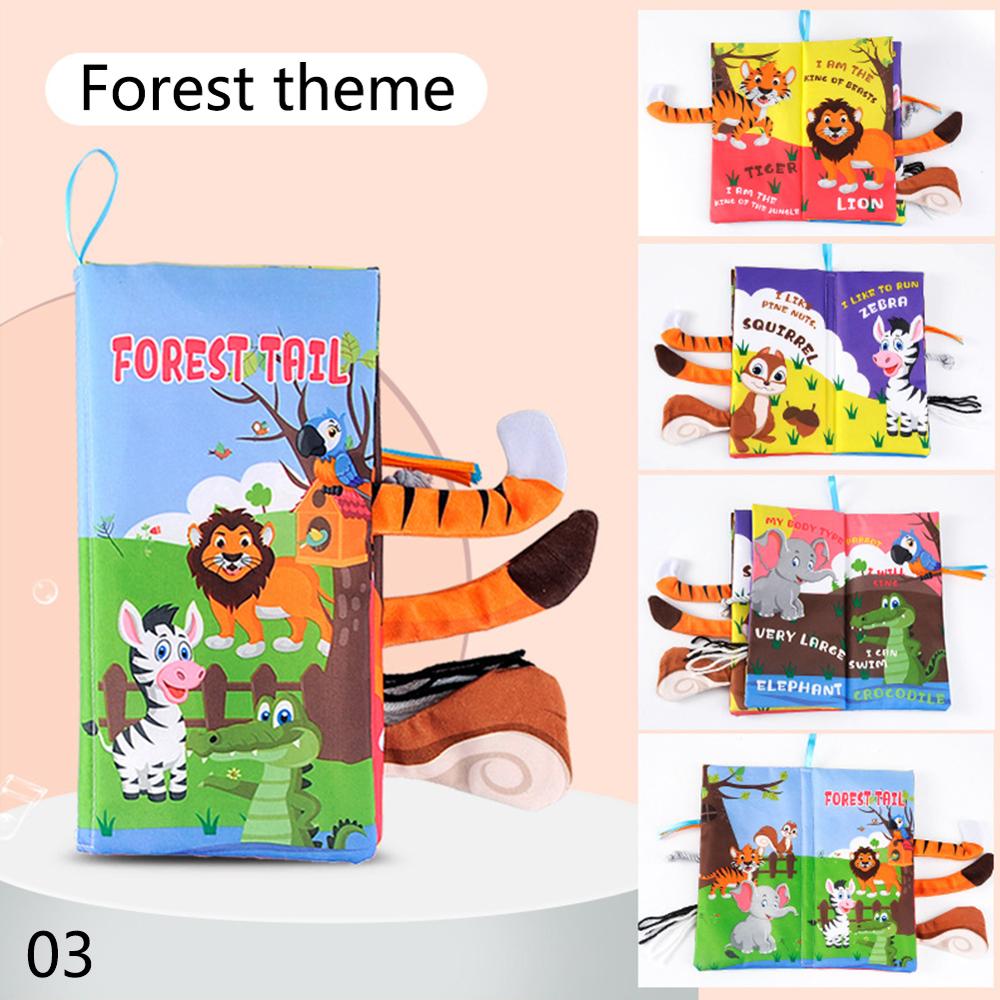 Infant Book Baby Fruit Animal Tails Rustle Book Early Development Cloth Book Inspire Brains Early Education Activity Books Toys: Forest