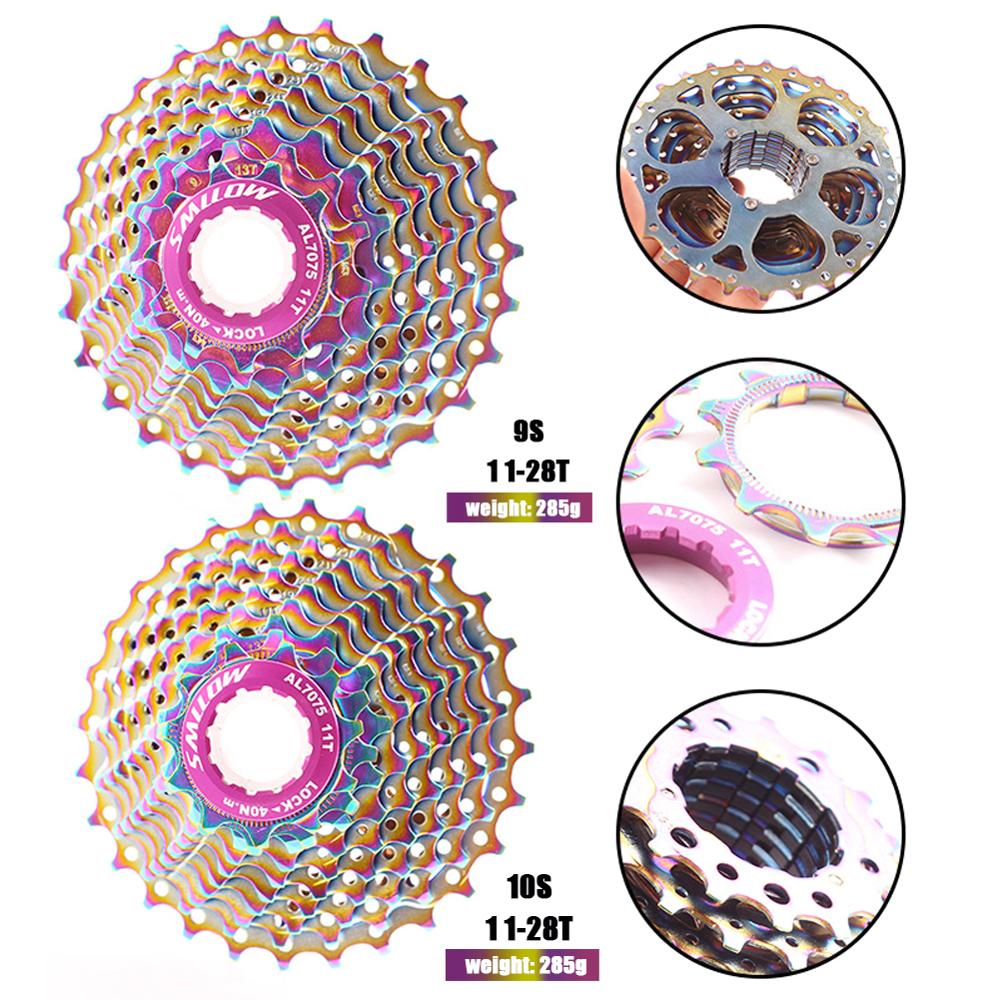 9/10 Speed Bike Freewheel Rainbow Ultralight Freewheel 11-28T Road Bike Cassette Flywheel Bicycles Kit Bike Accessories