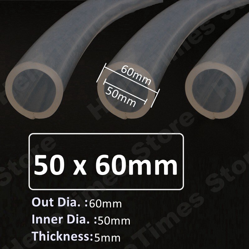 1 Meter Food Grade Siliconen Tube 20 ~ 50Mm Clear Transparant Siliconen Slang Flexibele Rubberen Slang Hittebestendige Drinken waterleiding: 50 x 60mm