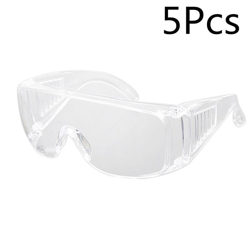1/5Pcs Protective Safety Glasses Work Eye Protective Safety Goggles Eye Anti-Fog Antisand Windproof Anti Dust Saliva Goggles: 5Pcs