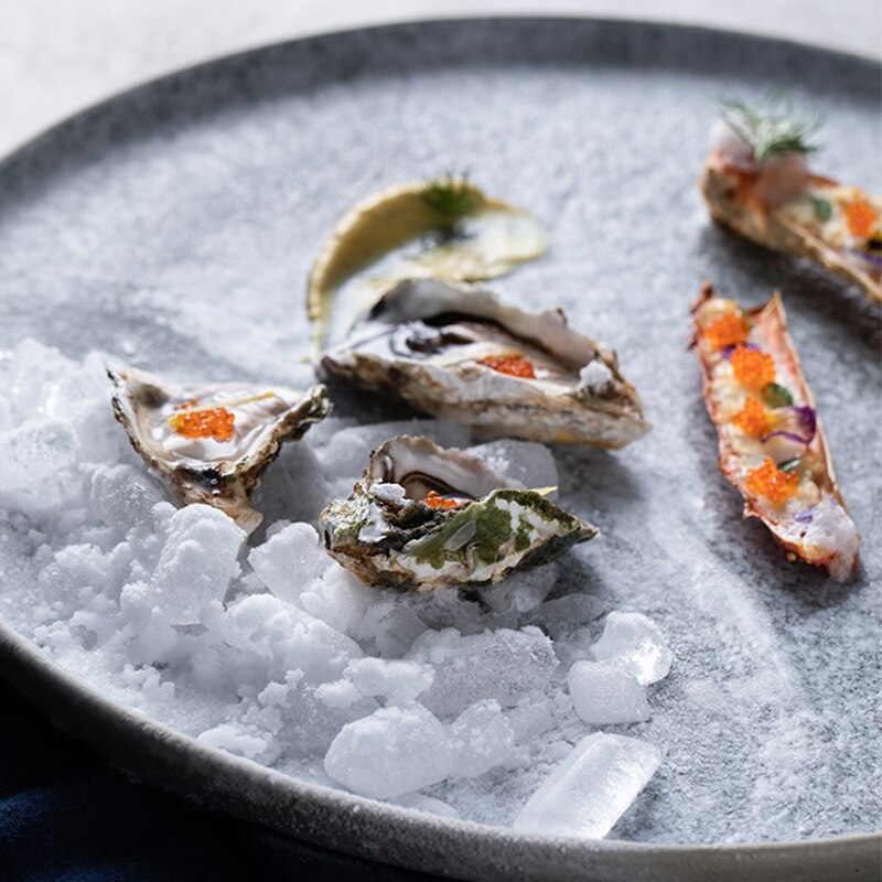 KINGLANG oryginalne zaprojektowane talerze ceramiczne wyglądają jak kamienne duże płytki talerz zachodniej jakości talerze restauracja hurtownia