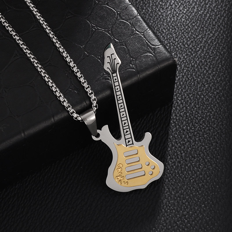 Collar con colgante de guitarra musical de acero inoxidable, accesorios de joyería para músico, hombres y mujeres, Punk, Hip Hop, Rock, instrumentos musicales: De arma
