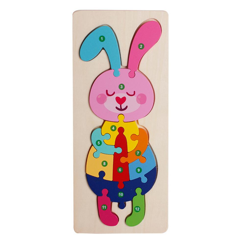 Houten Puzzels Voor Peuters Grote Maat Cartoon Aantal Dier Legpuzzels Voorschoolse Educatief Speelgoed Cadeau Voor Jongens Een: black