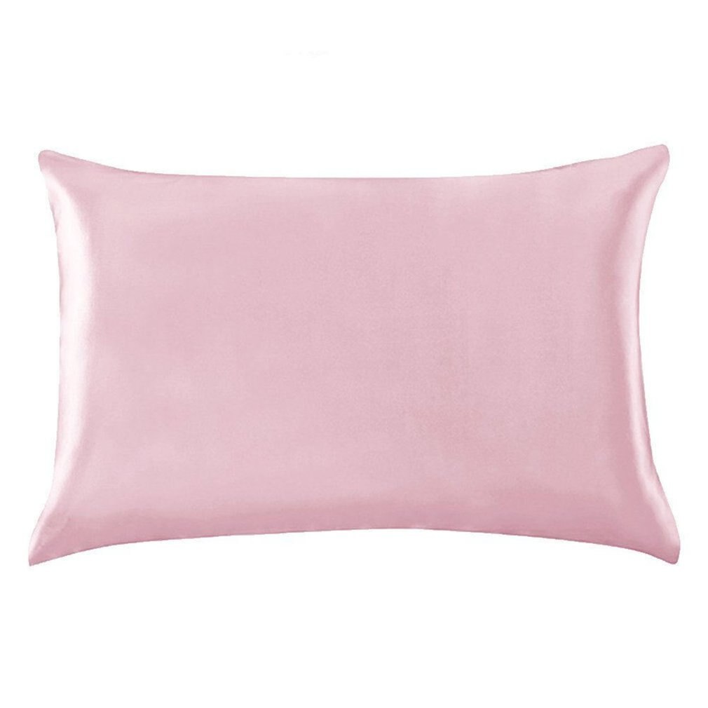 1 Stuks Satijn Zijde Kussensloop Zwart Roze Effen Kleur Satin Geïmiteerd Zijde Kussensloop Ons Twin Queen Kingsize Kussensloop: pink 20cm x 29cm