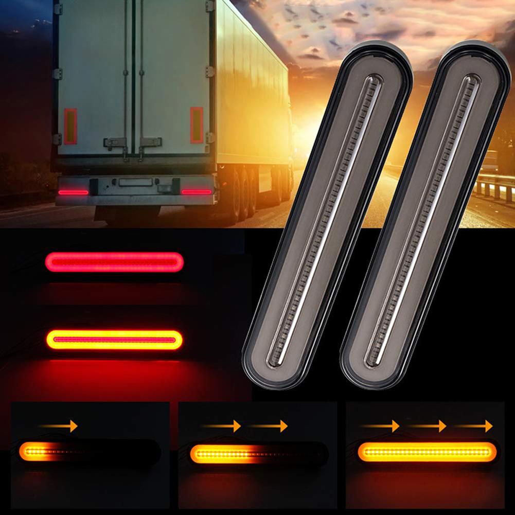 2PCS 100LED Brake Tail Light Two-Color Light Guide Truck Modified Tail Light Turn Signal