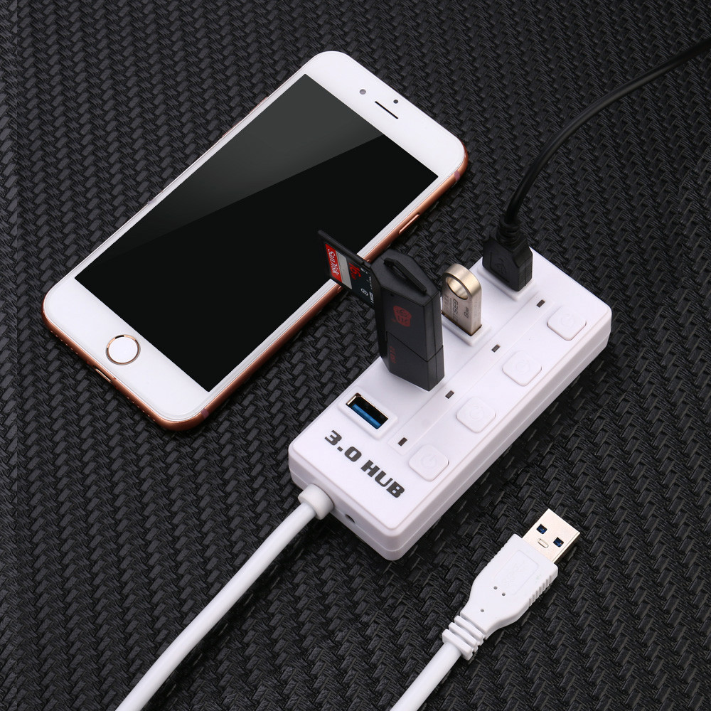 USB 3.0 Hub On/Uit Schakelaars Adapte 4 Port Met Super Speed USB 3.0 Hub On/Off schakelaars Adapter Voor PC Laptop Netwerk hub