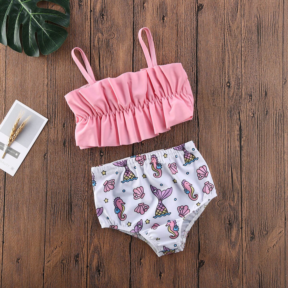 Babymeisjes peuter kinderen badmode mouwloos badpak bikini 2 stuks set cartoon badpak zomer strandkleding