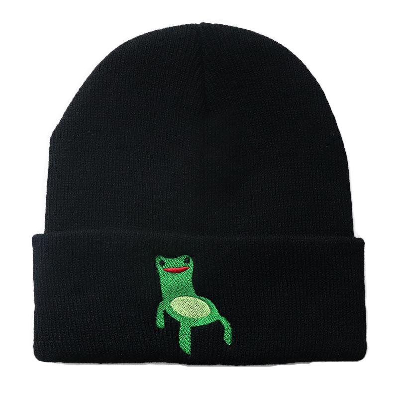 Frog Slipping Tea Winter Hat Men Knitted Beanies Unisex Women Stocking Hat Bonnet Outdoor Sports Ski Hat Cap: black