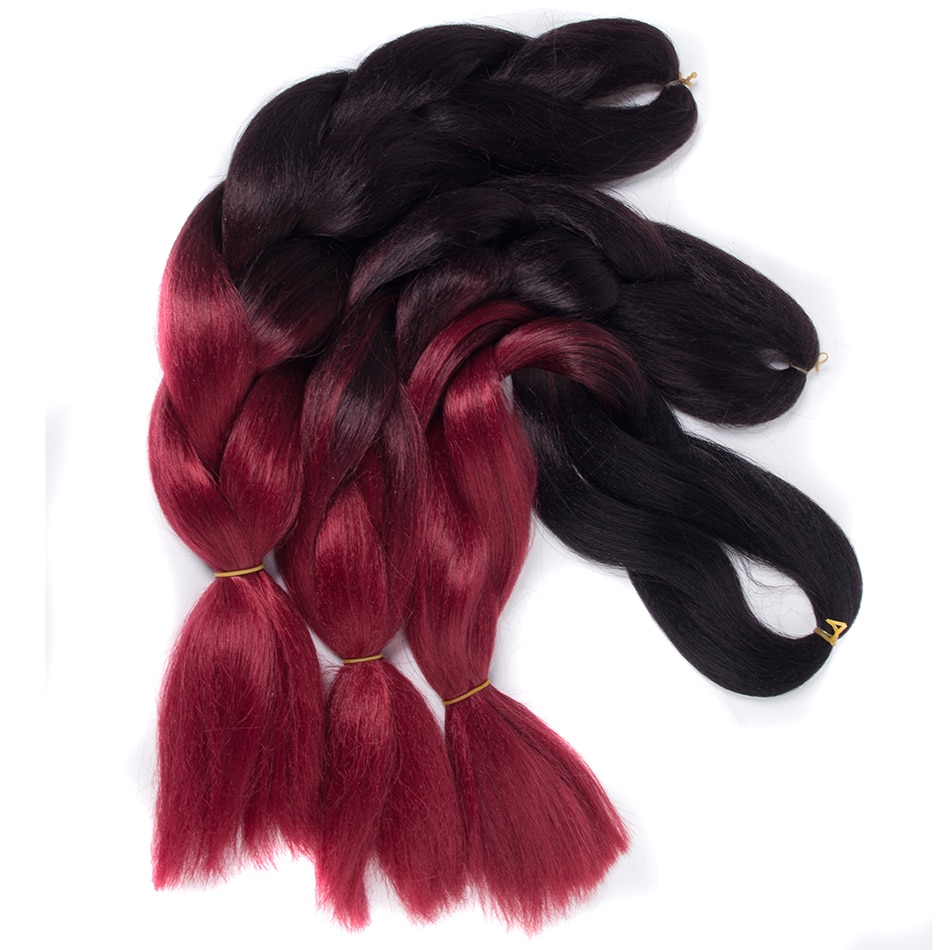 Qp Haar Twee Tone Gekleurde Gehaakte Vlechten Haar 24 &quot;(60Cm) 100 G/stk Synthetische Ombre Jumbo Vlechten Hair Extensions