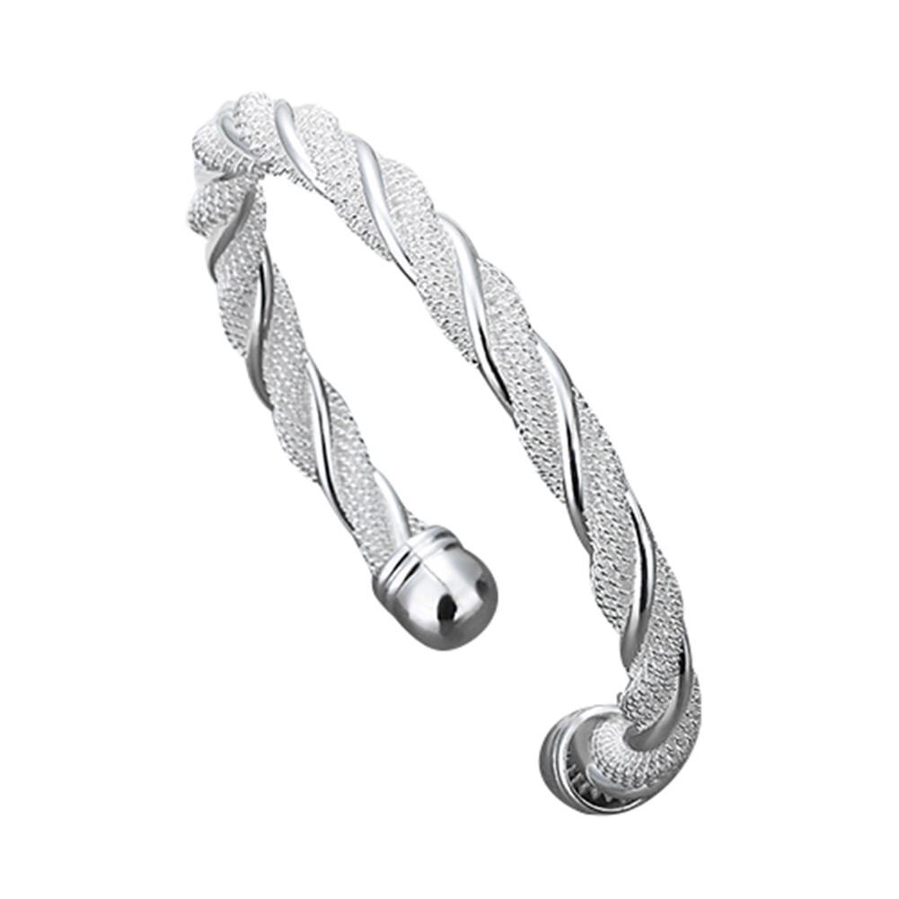 Frauen's Einfache Silber Überzogene Twist Manschette Armreif Öffnen Armbinde Schmuck Öffnung Armreif Schmuck Einfache