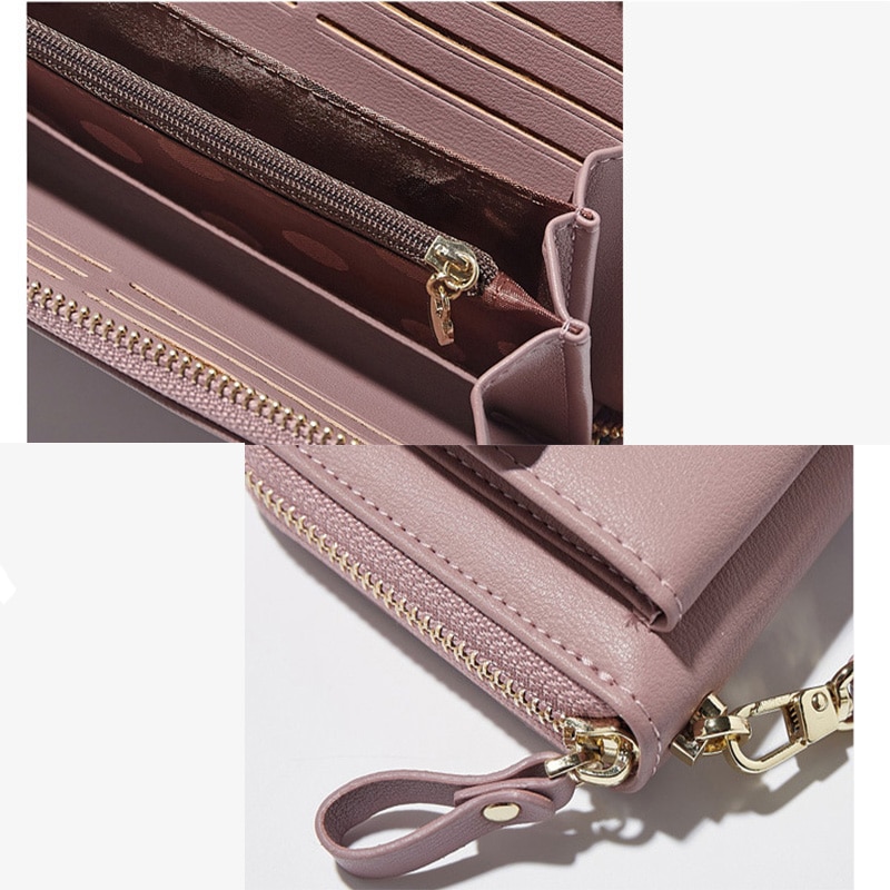 BENVICHED Long Woman Purse Female Wallet Clutch PU Leather Ladies Purses Card Holder Women Phone Bags D126