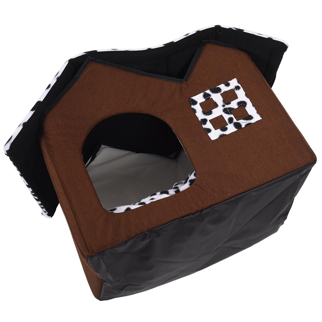 -Luxury High-End Double Pet House Brown Dog Room 50x40x35cm