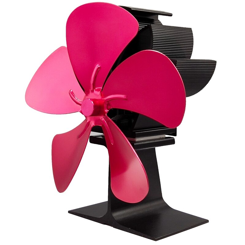 Wood Stove Fan 5-Blade - Heat Powered Log Burner Increases 80% More Warm Air Than 2 Blade Eco-Friendly with Stove Thermometer