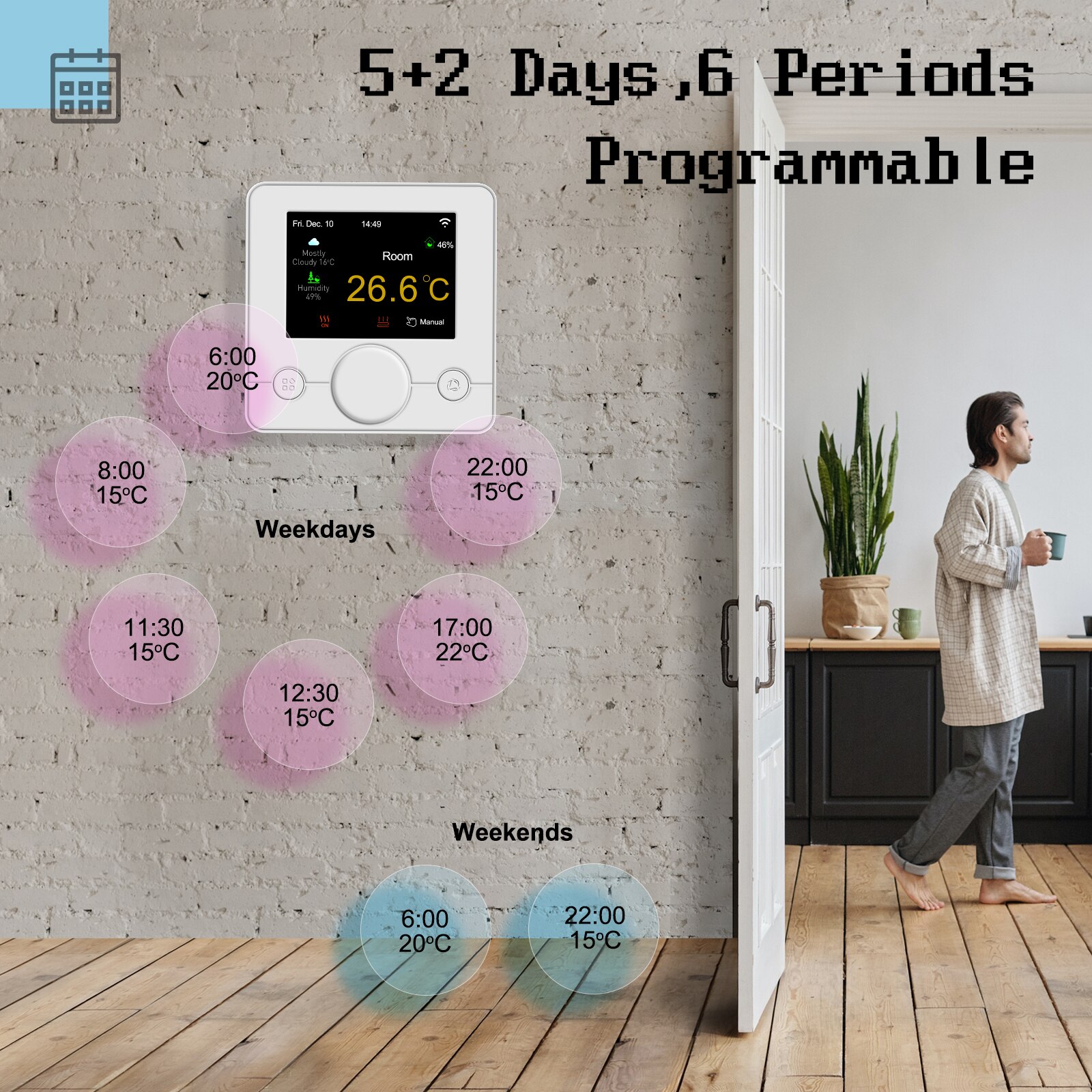 Beok Tuya termostato intelligente regolatore di temperatura Wifi per riscaldamento caldaia acqua/gas schermo colorato funziona con Alexa Google casa